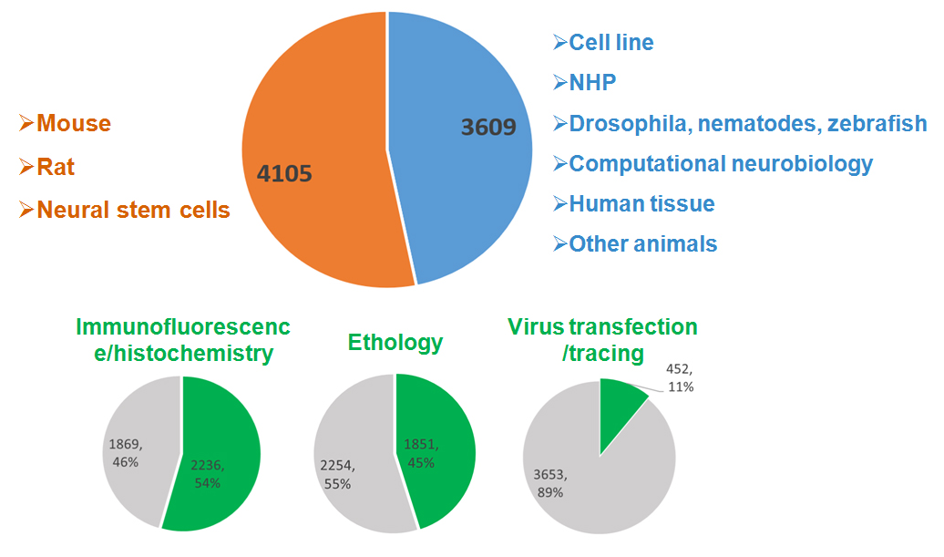 図7. 三大神経生物学ジャーナルにおける過去5年間発表論文の分析