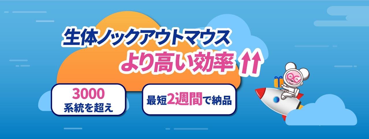 生体マウス　より高い効率 3000品系を超え 最短2週間で納品